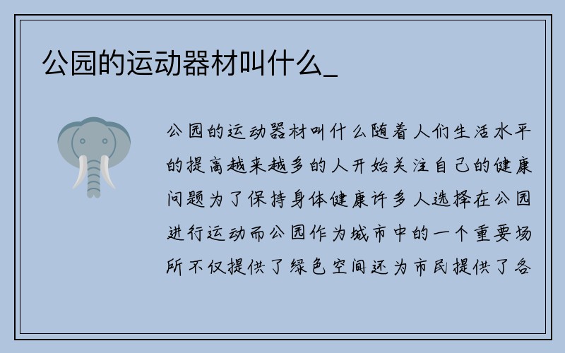 公园的运动器材叫什么_